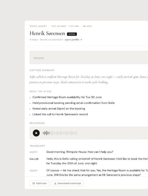 Voice agent call record